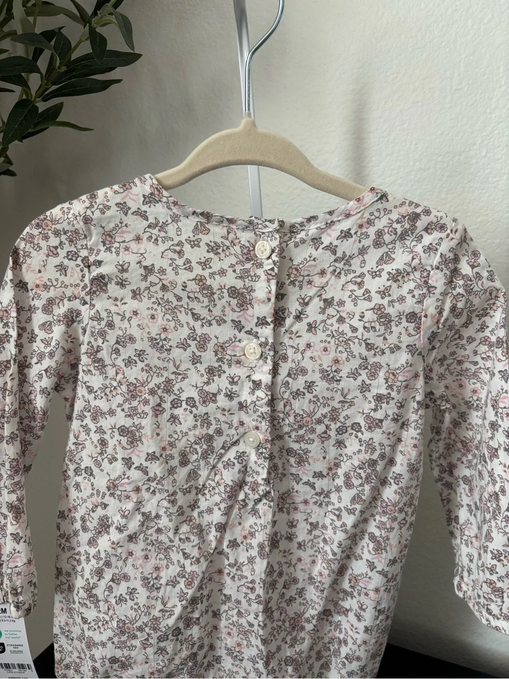 OshKosh Floral Long-Sleeve Baby Bodysuit - Pink & Cream